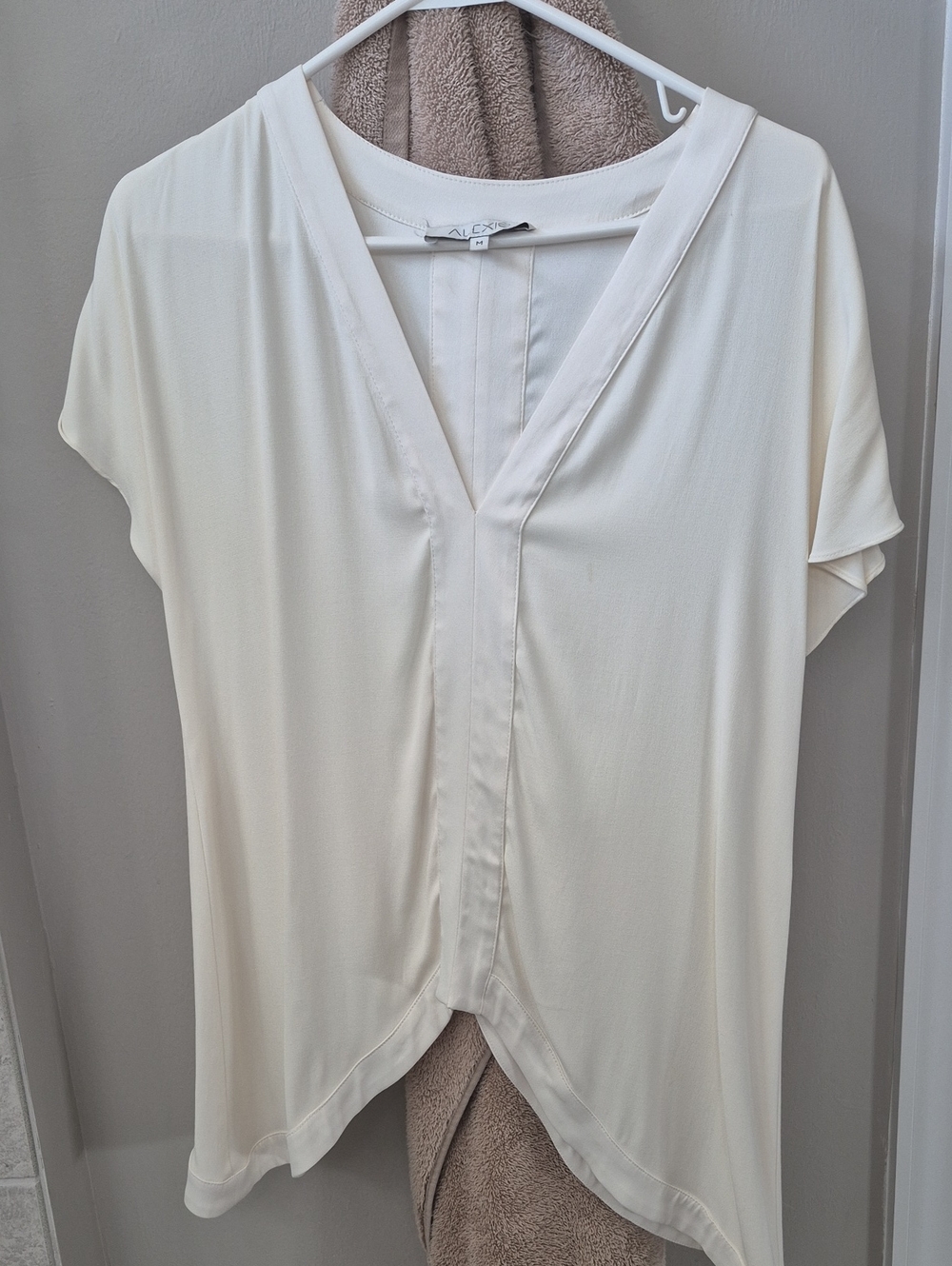 Alexis Cream V-Neck Draped Short Sleeve Top